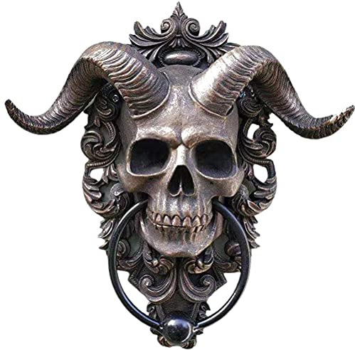 WINBST Heurtoir de Porte Antique a Forma di Diabolus, teschio gotico, decorazione 16,5 x 15 x 3,5 cm