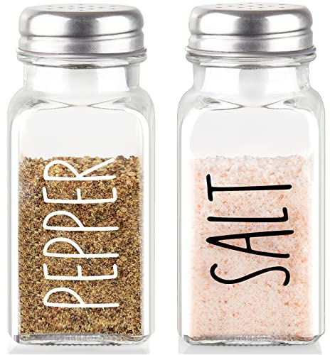 Glass Salt and Pepper Shakers Set, Dopeca 2.7oz Clear Salt Shaker with Stainless Steel Lid, Salt and Pepper Set for Kitchen or Restaurant, Easy Refilling