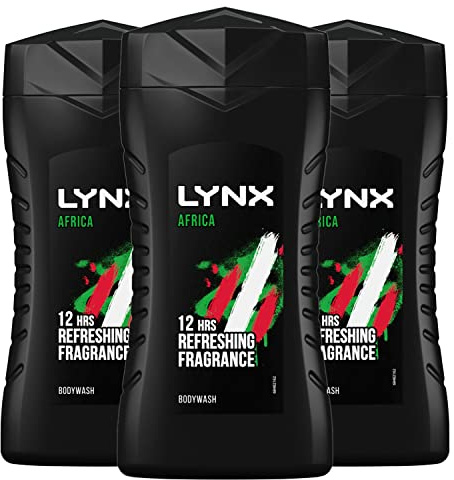 Lynx Africa Men's Energy Boost Travel Size Shower Gel Body Wash With Squeezed Mandarin and Sandalwood Scent 50ml, 3 Pack