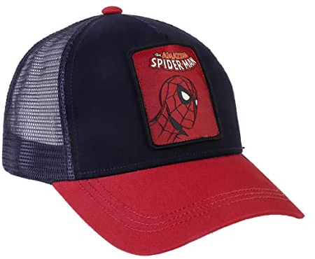 Cappello con Visiera Curva di Spiderman - Nero e Rosso - Adatta per Adulti - con Patch Ricamata del Personaggio - Berretto con Chiusura sul Retro Regolabile - Prodotto Originale Ideato in Spagna