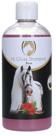 Excellent Hi Gloss Shampoo - 500 ml - Champú para Caballos - Limpiador y nutritivo - con acondicionador - para Cola y Crin - Apto para Caballos - Rosa