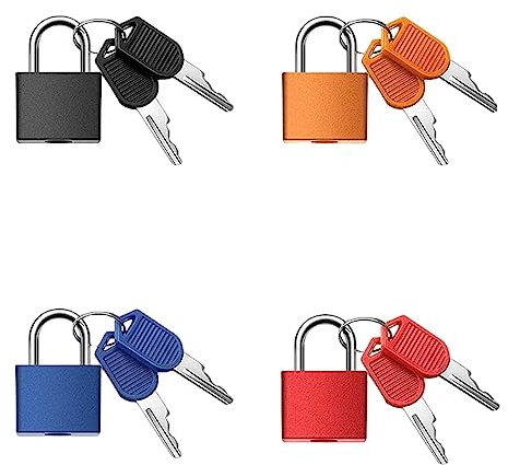 4 Stück Gepäckschlösser, Kofferschloss mit Schlüssel, Bunt Mini Gepäckschlösser, für Gepäck Reisetaschen Koffer