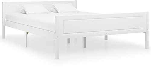 vidaXL Massivholzbett Kiefer Weiß 120x200 cm
