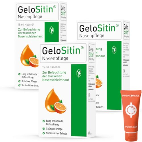 GeloSitin Nasenpflege Nasenöl 3x 15ml I zur Befeuchtung der trockenen Nasenschleimhaut I Bei Krusten- und Borkenbildung I Sesamöl I Spar-Set plus Pharma Perle give-away (3x 15ml)