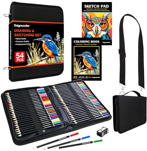 DagouColor Drawing Pencils in Shoulder Bag - 54 Pack Set