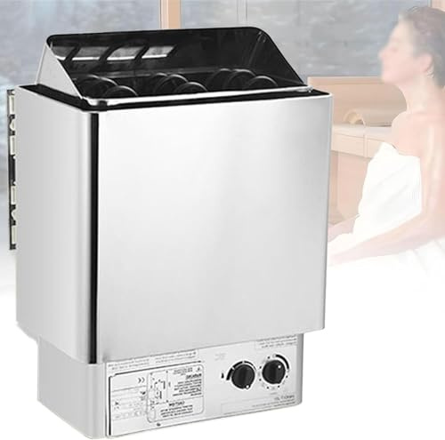 Calentador de sauna eléctrico de acero inoxidable con controlador interno, temporizador de 0 a 180 min, temperatura de 0 a 100 ℃, for uso personal y comercial en habitaciones de 2 a 13 m³.(8kw)