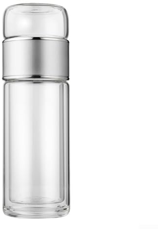Glastekopp, dubbelskikt tesil kopp 360-450 ml med teseparator, isolerad glasmugg med stor kapacitet för kontor, hem, te, kaffe (sliver-450 ml)