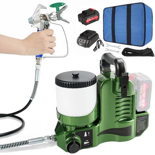 Pulverizador de pintura inalámbrico sin aire con alta presión, 6 velocidades ajustables, tolva de 1,2 L, para pintura de látex y lacas