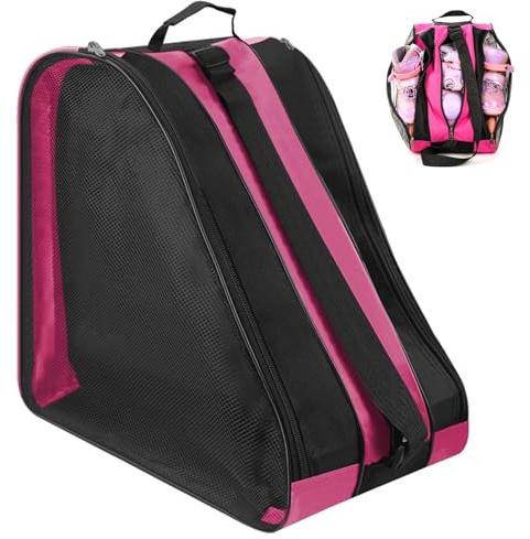 WZHHDM Roller Skate Bag, Ice Skate Bag Unisex, Figure Skating Skate Bags with Adjustable Shoulder Strap and Top Handle for Women Men(Pink)