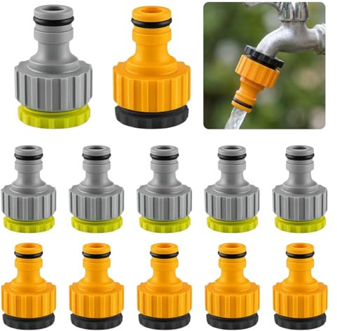 12 Piezas Adaptador Grifo Manguera 1/2 y 3/4 Pulgadas, Naranja, Verde