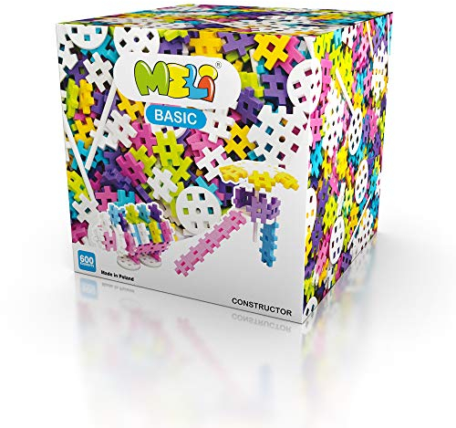Meli Basic Constructor Pink 600 | 600 Bausteine inkl. Räder & Spezialteile | Kreatives Steckspiel für Kinder ab 3 Jahren | Konstruktionsspielzeug für Autos, Roboter & mehr