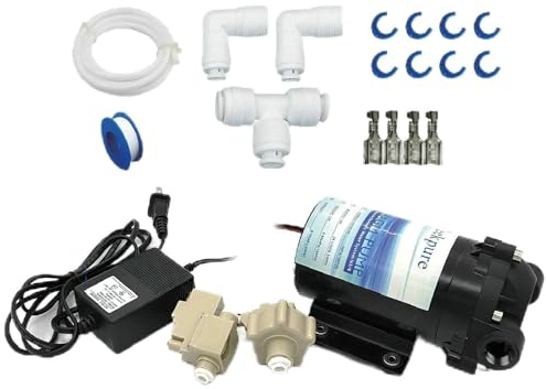 Geekpure Kit de bomba refuerzo ósmosis inversa con transformador + interruptores de alta y baja presión + accesorios para sistema RO