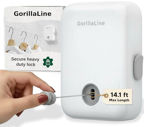 GorillaLine - Retractable Washing Line, Clothes Lines for Outside, Extendable Washing Line Rope 4.2m, Indoor and Outdoor Clothes Line