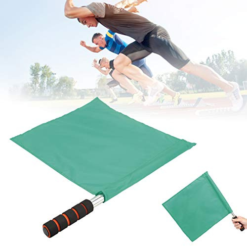 FASJ Drapeau de Juge de Ligne, 2pcs Couleurs Vives Drapeau de Juge de Touche en Acier Inoxydable pour Le Football pour Le Football(Green)