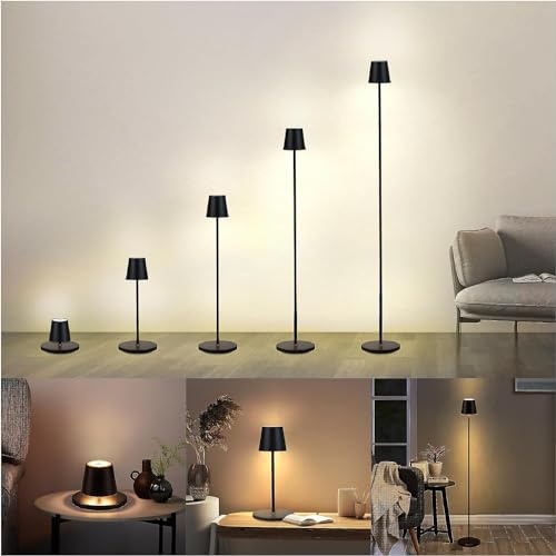 BestLuz Floor Lamp LED Dimmable for Outdoor Use, Wireless Rechargeable Battery Operated Floor Lamp, 132 cm, 5 x Height-Adjustable Floor Lamp, Waterproof, Table Lamp, Living Room, Bedroom