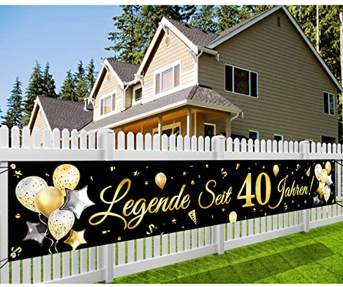 40. Geburtstag Banner, Legende Seit 40 Jahren Glitzerbanner, deko 40 geburtstag Lange Banner für Männer und Frauen 40. Geburtstagsfeier Party, 300 * 50cm (Gold)