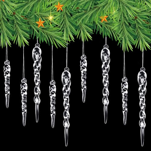 32 Piezas Decoración de Árboles de Navidad Carámbanos, Acrílico Decoración Navideña, Colgantes de Acrílico Carámbanos para Árboles de Navidad