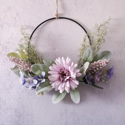 LOMOHOO Türkranz Kranz Deko Künstliche Blumen Kranz Girlande Willkommen Girlande Türkranz Herbst Wandkranz Metall Deko Ringe für Hochzeit Wohnzimmer