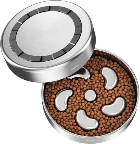 Feedoo Slow Feeder Dog Bowl-2Cups for Medium Breeds, Double Wall Food-Grade Stainless Steel, Heavy Duty with Non-Slip Rubber Base, Puzzle Maze Bowl to Slow Down Eating