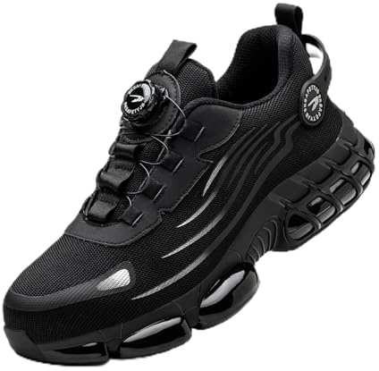 Zapatos de Seguridad para Hombre Mujer Zapatillas Ligeros Calzado Trabajo Comodo Antideslizante con Puntera de Acero Black 40 EU