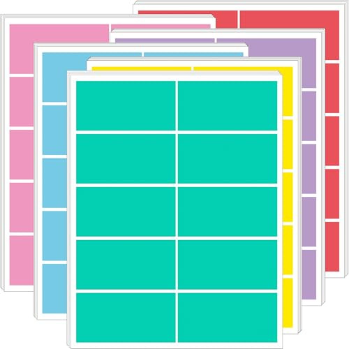 Etiquetas adhesivas de colores de 50 mm x 100 mm, 6 etiquetas móviles de colores mixtos, 24 hojas, 240 etiquetas para impresora láser/inyección de tinta, adhesivo permanente