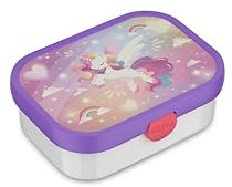 Mepal - Lunchbox Campus - Bento Lunchbox für Kinder - Brotdose mit Bento-Fach & Gabel - Meal Prep Box mit Clip-Verschluss - BPA-frei & Spülmaschinenfest - 750 ml - Unicorn Glow