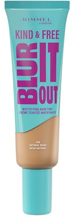 Rimmel London Kind & Free BLUR IT OUT Mattierender Teint, 400 Natural Beige, Ganztägige Glanzkontrolle, Leichtes Matt-Finish, 30 ml
