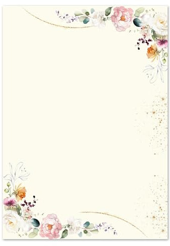 50 Blatt Briefpapier TROPISCHE BLUMEN - DIN A5 (210x148 mm), 90 g/m² - Bunt