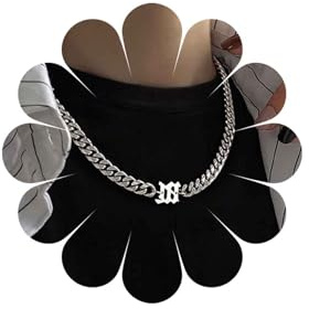Inateannal Collar de plata grueso para mujer, cadena de eslabones cubanos, gargantilla punk hip hop, joyería en zinc