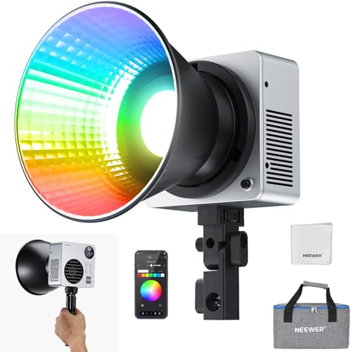 NEEWER HB80C 80W Luce Video LED RGBWW con Batteria 72Wh e Ricarica Rapida PD 100W, Luminosità 10400lux/m, CCT 2500K-7500K, 18 Effetti di Illuminazione, Faretto Bowens per Fotografia Videografia Studio