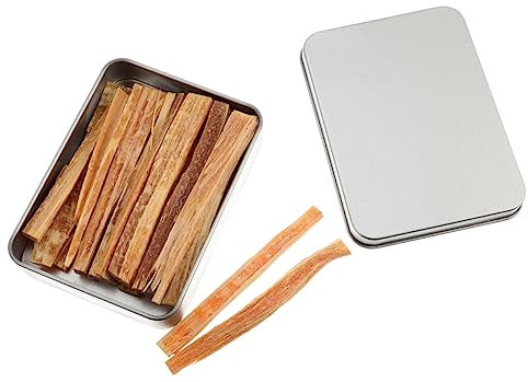 HOMSFOU Outdoor Camping Firelighters Wood Strips Natural Kindling Sticks Practical Wood Ignition Tool Iron Box Set for Bonfires and Bbq