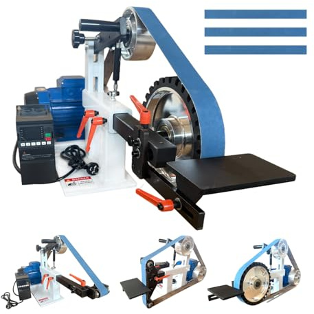 Belt Grinder Sander with VFD，2x72-inch 1500W 2HP Variable Speed Control Belt Sander with 3 Sets Grinding Tools and 3 Zirconia corundum Sanding Belts for Metalworking, Knife Making
