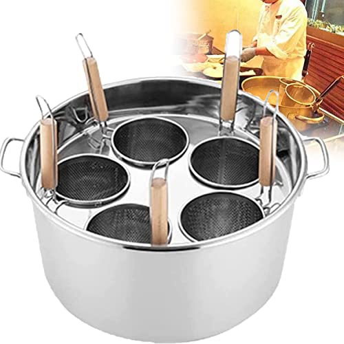 Olla para pasta de acero inoxidable con colador para fideos y cesta de vapor de verduras, perfecta para cocinar albóndigas, espaguetis y mucho más