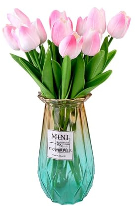 LOKLNEYK Artificial Tulip Flowers, Living Room Dining Table Decorations, Fake Flowers, Wedding Ceremony Decorations, Photography Props, Artificial Flowers.(Champagne)