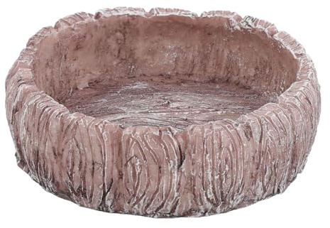 Gatuida Plato de Agua de Resina para Tortugas y Reptiles, Cuenco Antideslizante, Diseño Redondo Gris, Comedero para Terrario, Adecuado para Lagartijas y Serpientes, Mascotas Pequeñas