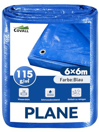 COVALL Telone Blu 6x6m 115g/m² Impermeabile Antistrappo carichi pesanti