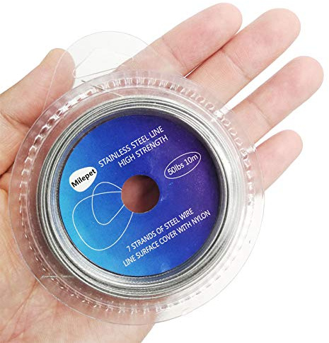 Silver Fishing Wire Line: 10LB-200LB Stainless Steel Fishing Leader Wire 10 Meter with 10pcs Crimps Sleeves (10LB)