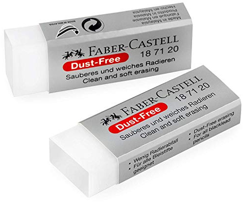 Faber-Castell Dust-Free Comfort Edge Eraser Rubbers - White - Pack of 2