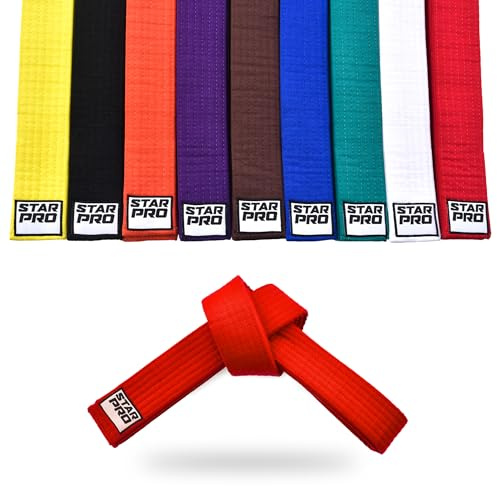 Starpro Martial Arts graderingsbälte| 7 stygn bomull | 9 färger | Lättviktsdesign för karate judo Taekwondo träning och tävling|240cm 280cm 320cm (Röd, 280)