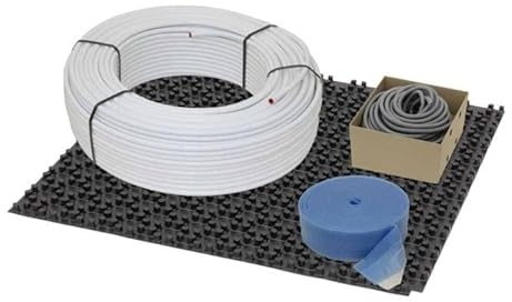 Fußbodenheizung Warmwasser Set 90m² Noppensystem 35 mm Dämmplatte Alu-Verbund Rohr VA15 Zubehör
