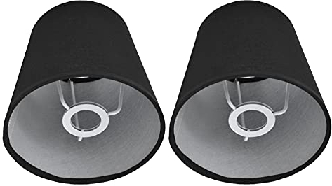 2 Stück Kleine Lampenschirme Aufstecken, Barrel Lampenschirm Modern Simple Clip on Stoff Lampshades Nachttisch Lampenschirm Wandleuchte Kronleuchter Lampenschirme Stoff Lampenschirm (Schwarz)