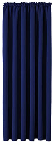 Aspire Homeware Door Curtain Pencil Pleat Blackout Curtains for Living Room Super Soft Thermal Insulated Single Panel 66 x 84 inch Drop Bedroom Curtains with Tie Back, Navy