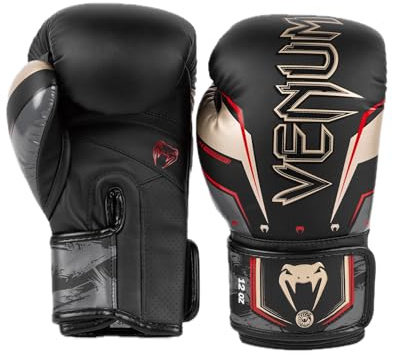 VENUM Elite Evo Guanti da Boxe, Nero o Oro o Rosso, 10 Oz
