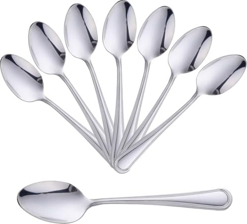 Lot de 8 cuillères à soupe en acier inoxydable – Cuillères à soupe, de service, cuillères à dessert, passent au lave-vaisselle, durables, finition miroir, résistantes à la rouille – Idéal pour la