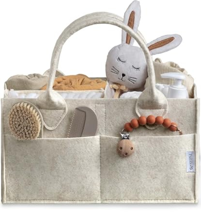 PUTSKA Baby blöja Caddy Organizer – Babykorg duschpresent och blöjstation – Vitt, Liten
