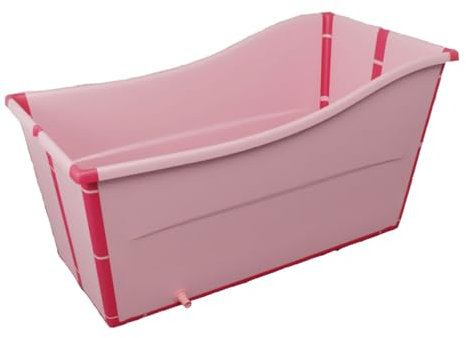 Hopfällbart Badkar, Mobils Vattenbadkar, Vuxenbastu, Fristående Hopfällbart Badkar, Rektangulär Hink, Slitstark Lätt Att Förvara(Color:Rosa)