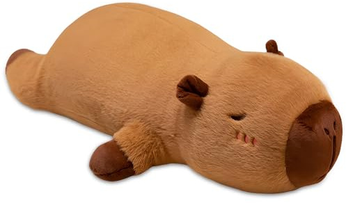 XPJBKC Cuscino Capibara Lungo, 70 cm Kawaii Capibara Peluche Gigante, Realistico Cuscino In Peluche Capibara per Adulto Decorazione Casa(Marrone)