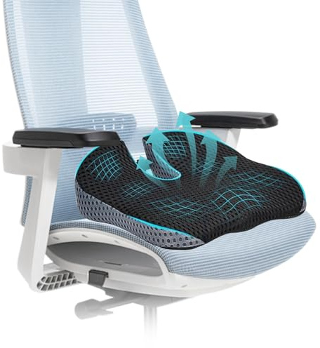 Oskuglin Coussin orthopédique Mousse mémoire 44,5x42x13cm antidérapant | Ergonomique 6 zones de répartition de pression, respirant et lavable – idéal pour bureau, voiture et maison