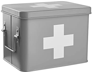 BUTLERS Medikamentenbox mit herausnehmbaren Fach MEDIC L22 x B16cm x H16 cm | Aufbewahrung und Organisation von Medikamenten | erste Hilfe Kasten und Hausapotheke