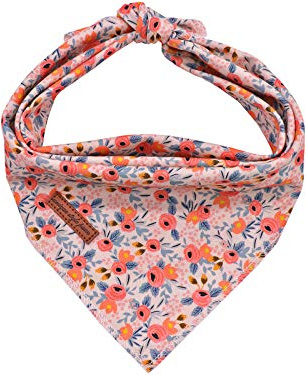 Unique style paws Écharpe pour chien 1 pièce. Triangles de cou lavables en coton Foulards pour chien pour petits, moyens et grands chiens et chats Fleur rose